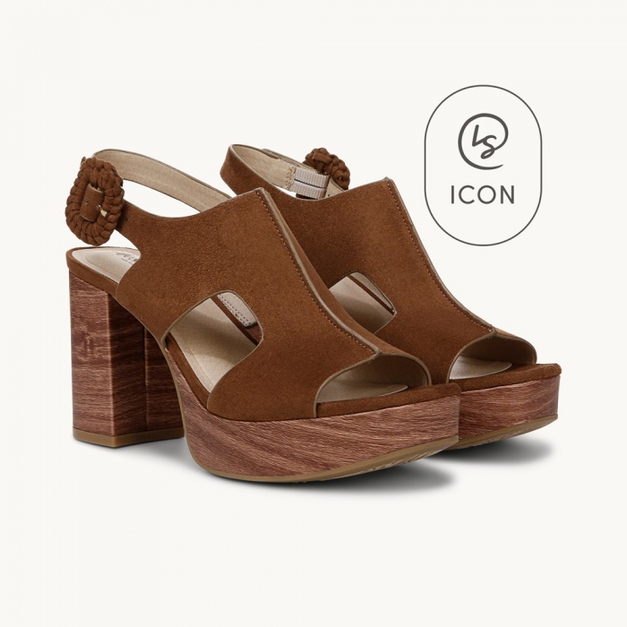 LifeStride Audra Block Heel Sandal - Fawn Brown Fabric