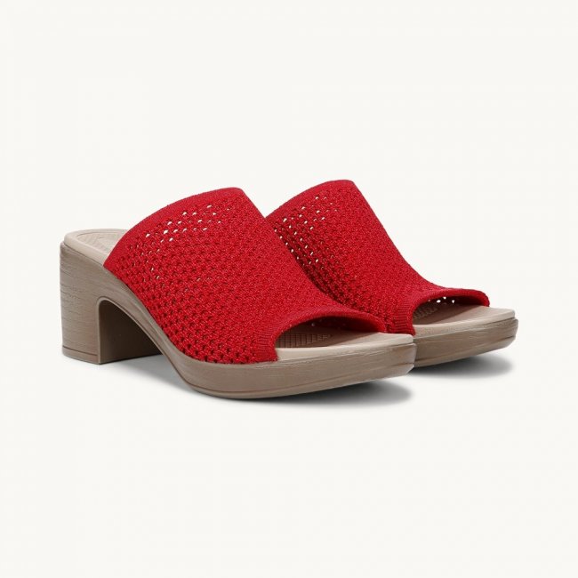 LifeStride Ella Block Heel Sandal - Fire Red Fabric
