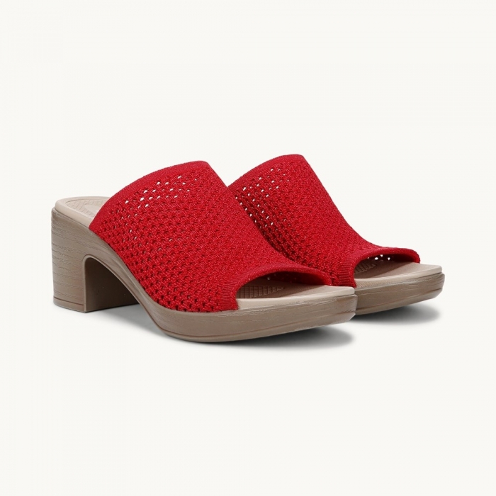 LifeStride Ella Block Heel Sandal - Fire Red Fabric