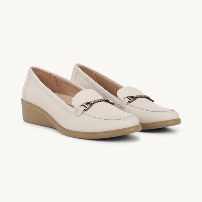 LifeStride Jovial Bit Wedge Loafer - Bone Faux Leather
