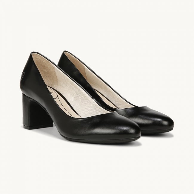 LifeStride Taylor Block Heel Pump - Black Faux Leather