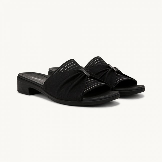 LifeStride Paradise Sandal - Black Sueded Jersey Fabric