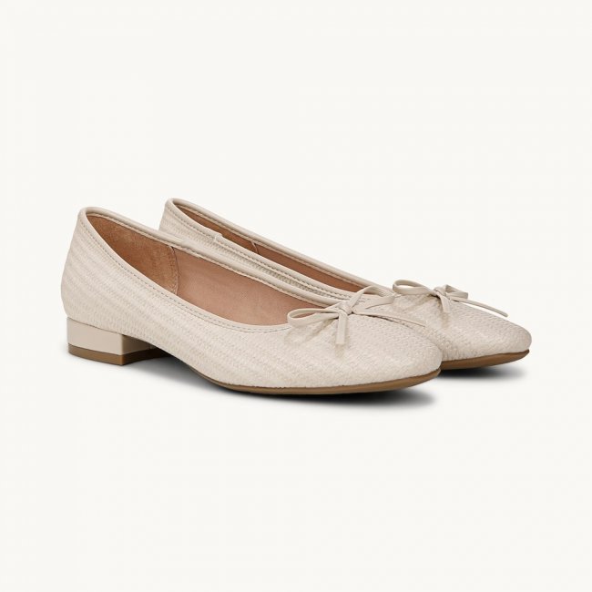 LifeStride Cheers Woven Flat - Almond Milk Faux Leather