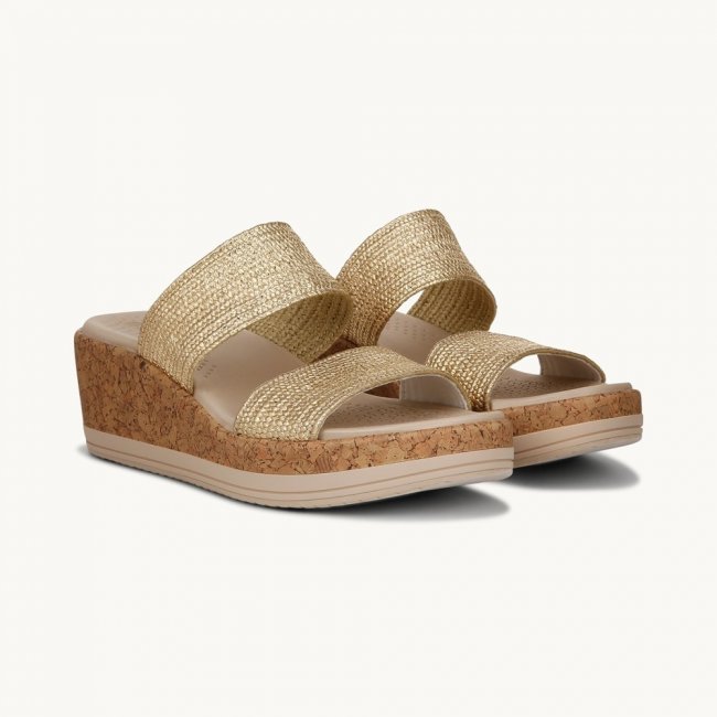 LifeStride Resort Wedge Sandal - Gold Fabric