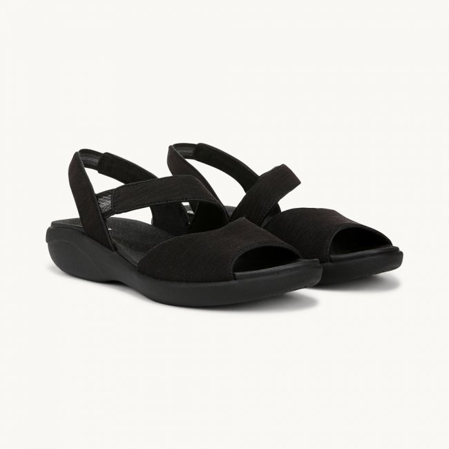 LifeStride Cheerful Strappy Sandal - Black Waxy Fabric