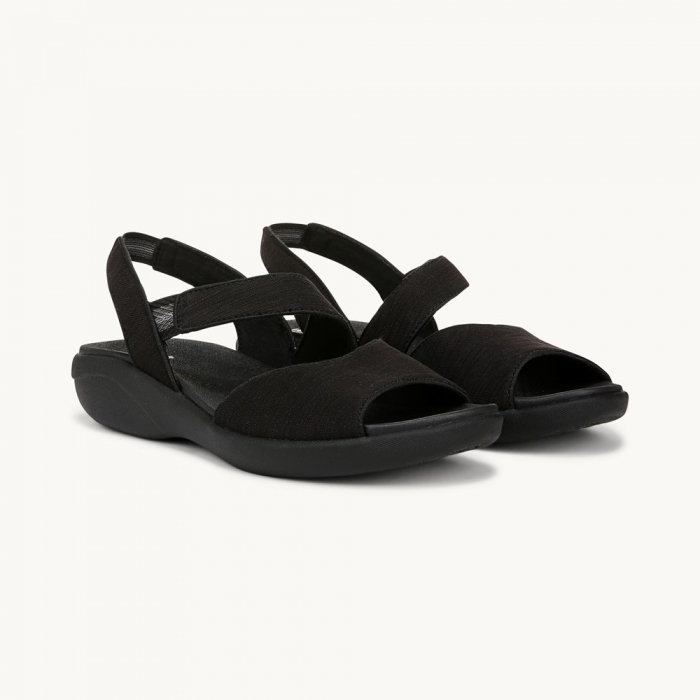 LifeStride Cheerful Strappy Sandal - Black Waxy Fabric