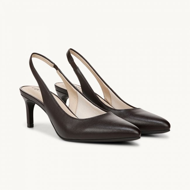 LifeStride Annalise Slingback Pump - Dark Chocolate Faux Leather