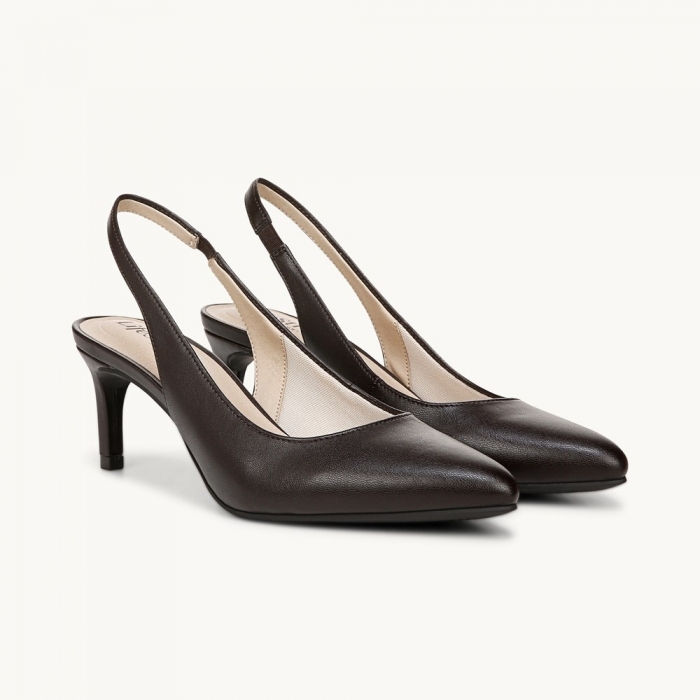 LifeStride Annalise Slingback Pump - Dark Chocolate Faux Leather