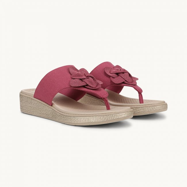 LifeStride Bloom Wedge Sandal - Dusty Rose Denim Fabric