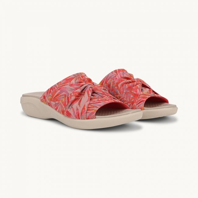 LifeStride Cherish Slide Sandal - Coral Multi Island Palm Fabric