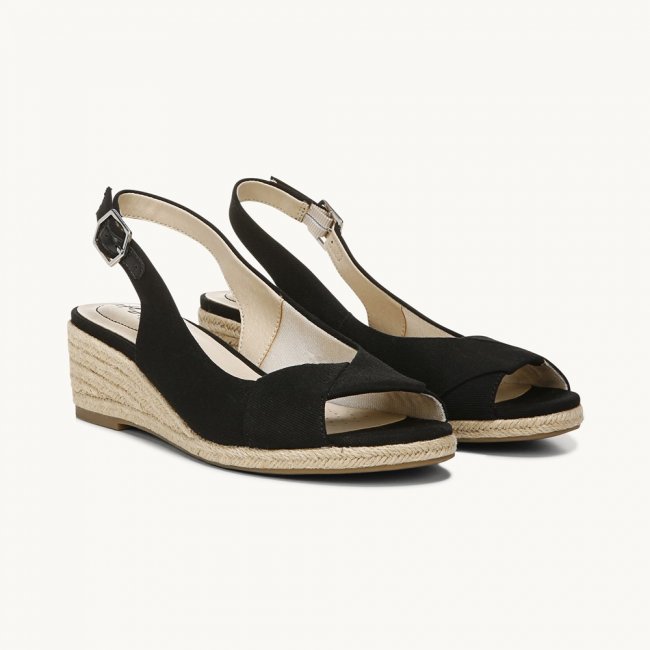 LifeStride Socialite Wedge Sandal - Black Canvas