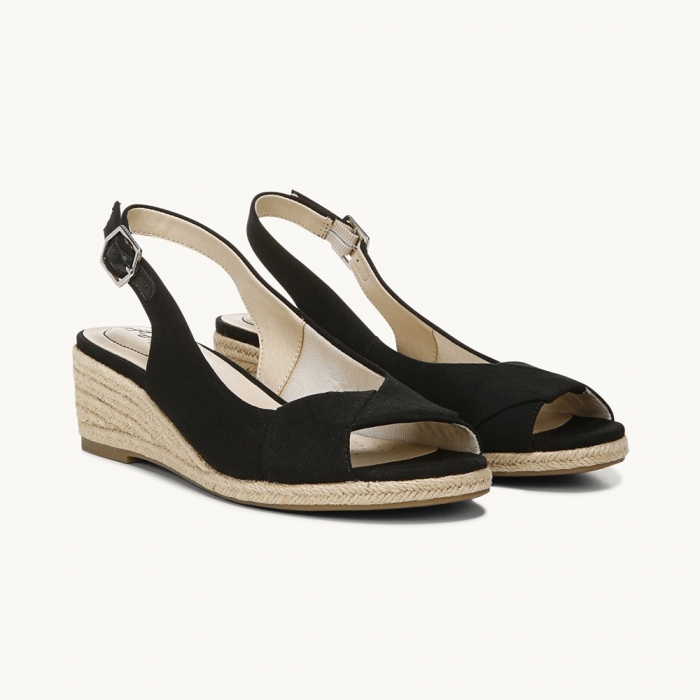 LifeStride Socialite Wedge Sandal - Black Canvas
