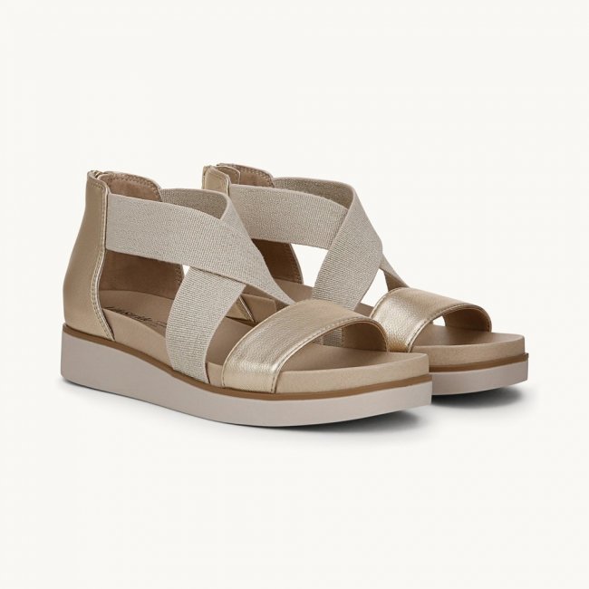 LifeStride Giselle Strappy Sandal - Gold Faux Leather
