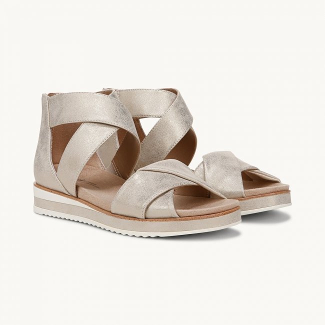 LifeStride Zoom Gladiator Sandal - Platino Gold Faux Leather