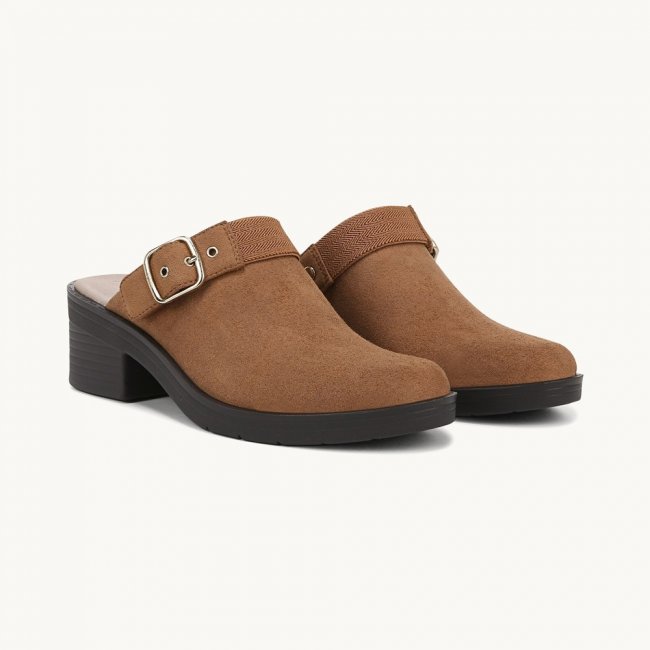 LifeStride Open Book Clog - Whiskey Tan Leather Fabric