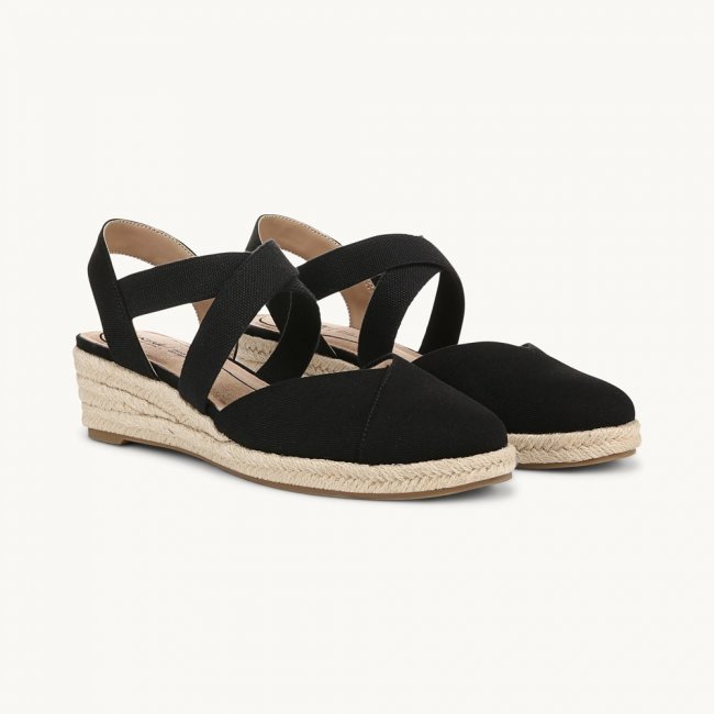 LifeStride Kimball Espadrille Wedge - Black Fabric