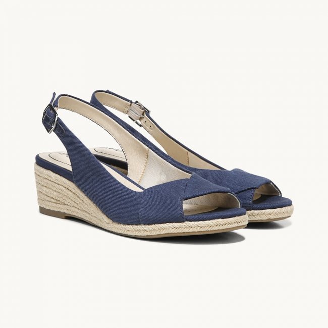 LifeStride Socialite Wedge Sandal - Luxe Navy Fabric