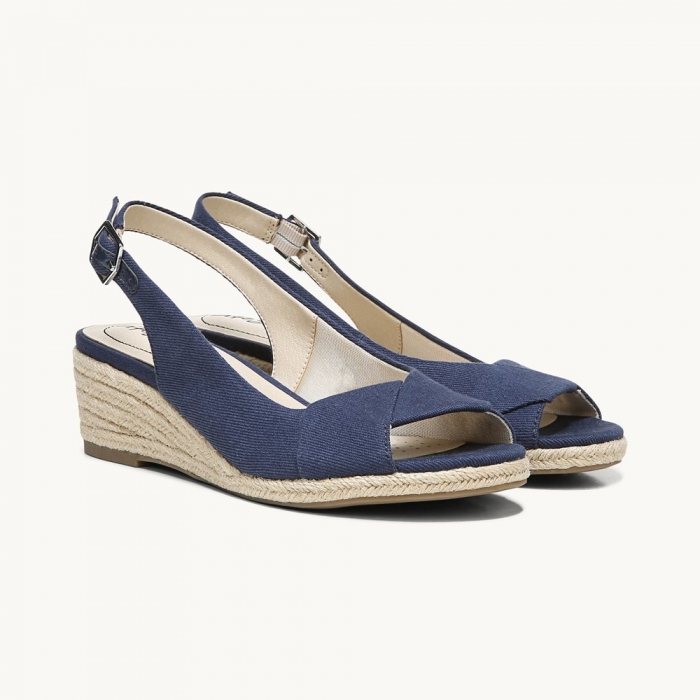 LifeStride Socialite Wedge Sandal - Luxe Navy Fabric