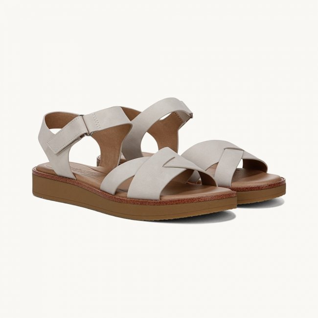 LifeStride Wren Strappy Sandal - Stone Faux Leather