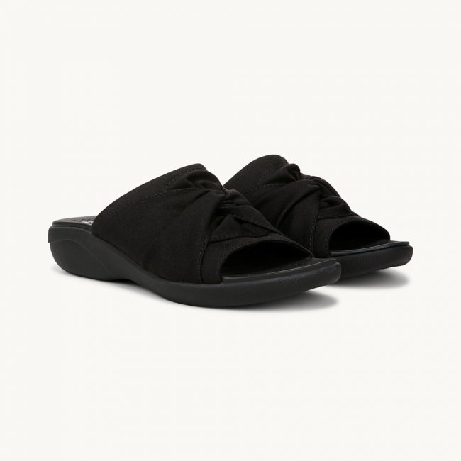 LifeStride Cherish Slide Sandal - Black Stretch Fabric