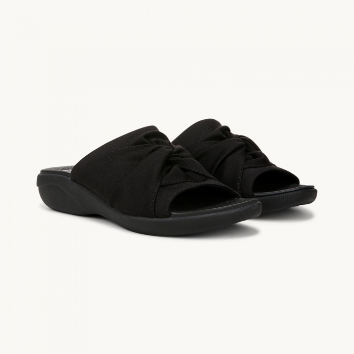 LifeStride Cherish Slide Sandal - Black Stretch Fabric