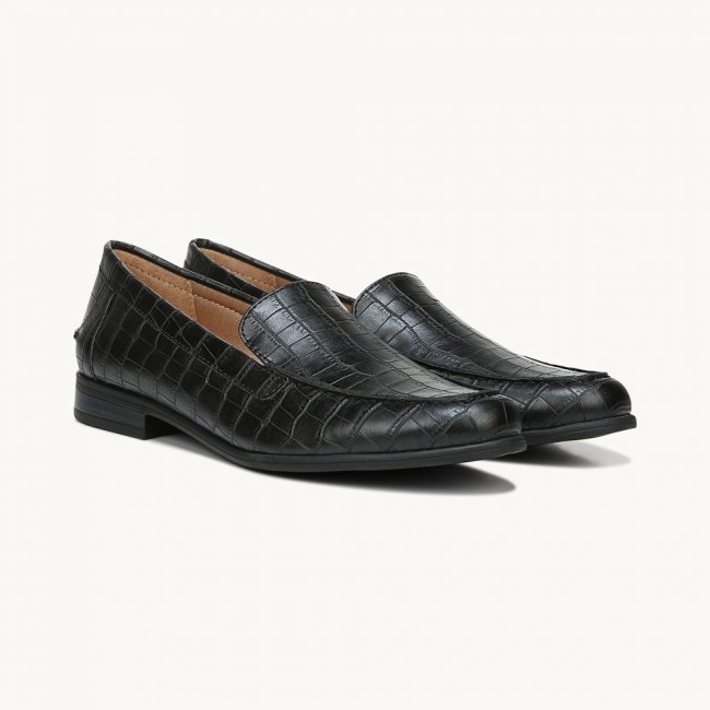 LifeStride Margot Loafer - Black Croc Print Faux Leather