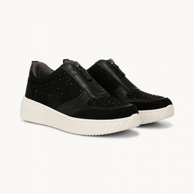 LifeStride Winner Sneaker - Black W/ Rhinestones