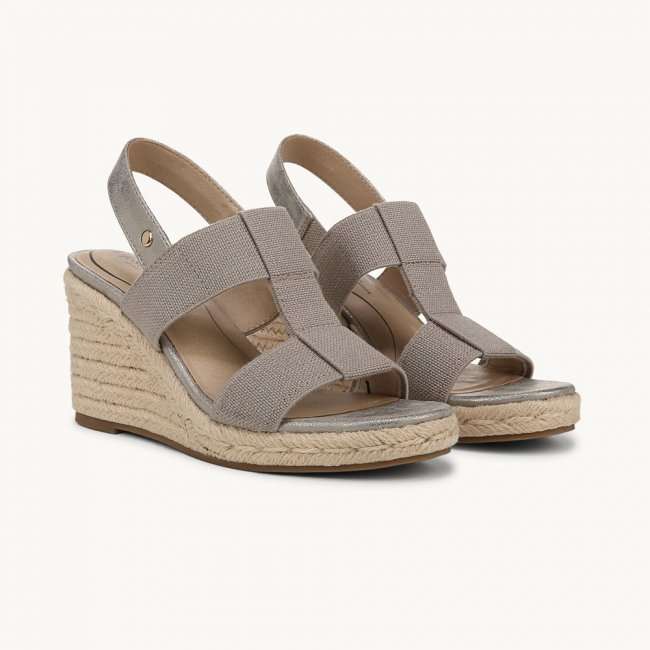 LifeStride Tallulah Espadrille Wedge Sandal - Taupe Faux Leather