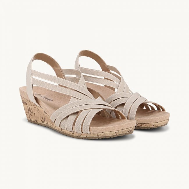 LifeStride Mallory Wedge Sandal - Almond Milk Fabric