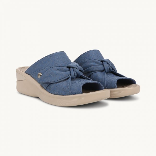 LifeStride Smile Wedge Sandal - Blue Fabric
