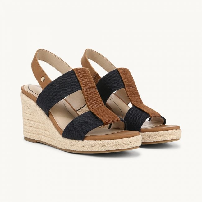 LifeStride Tallulah Espadrille Wedge Sandal - Navy/Natural Faux Leather