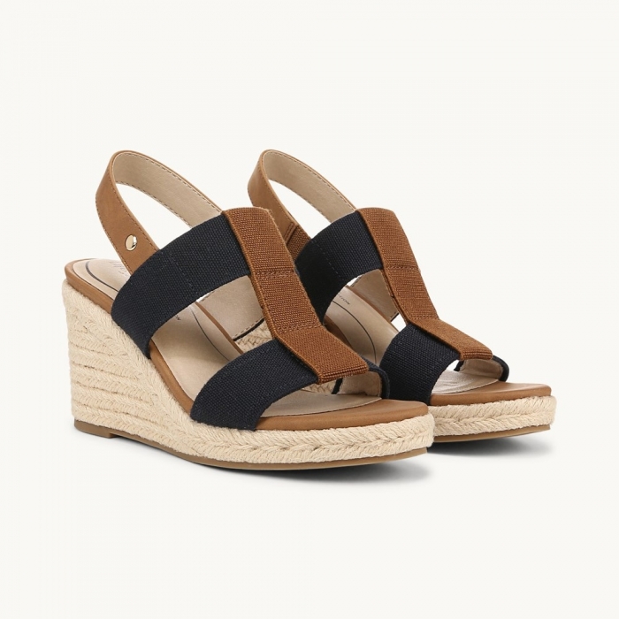 LifeStride Tallulah Espadrille Wedge Sandal - Navy/Natural Faux Leather