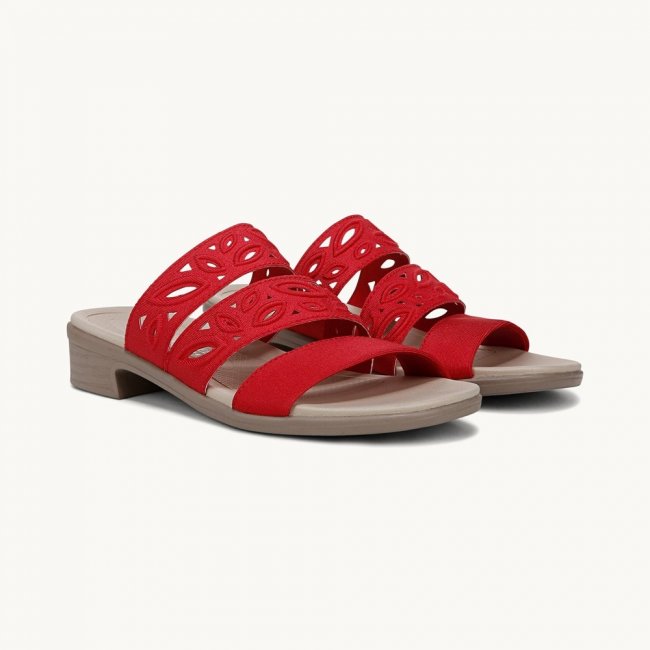 LifeStride Poppy Strappy Sandal - Fire Red Shimmer Fabric