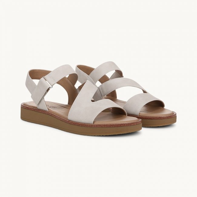 LifeStride Waverly Strappy Sandal - Stone Beige Faux Leather