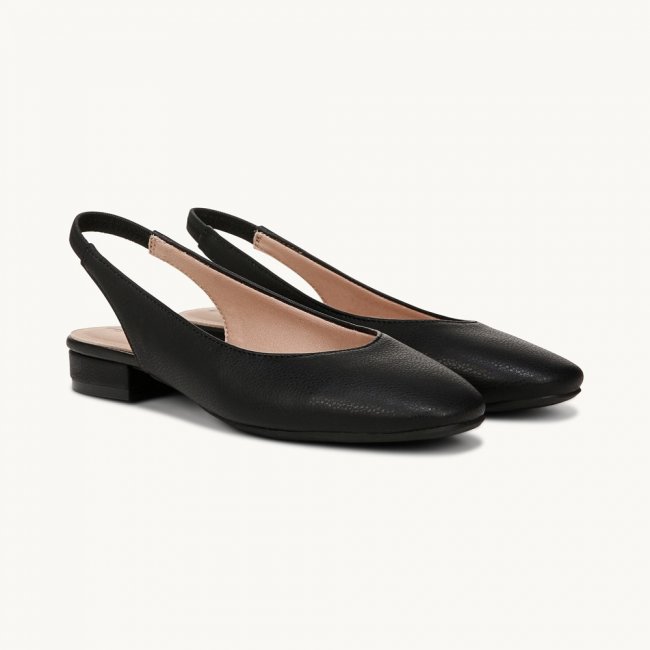 LifeStride Claire Slingback Flat - Black Faux Leather