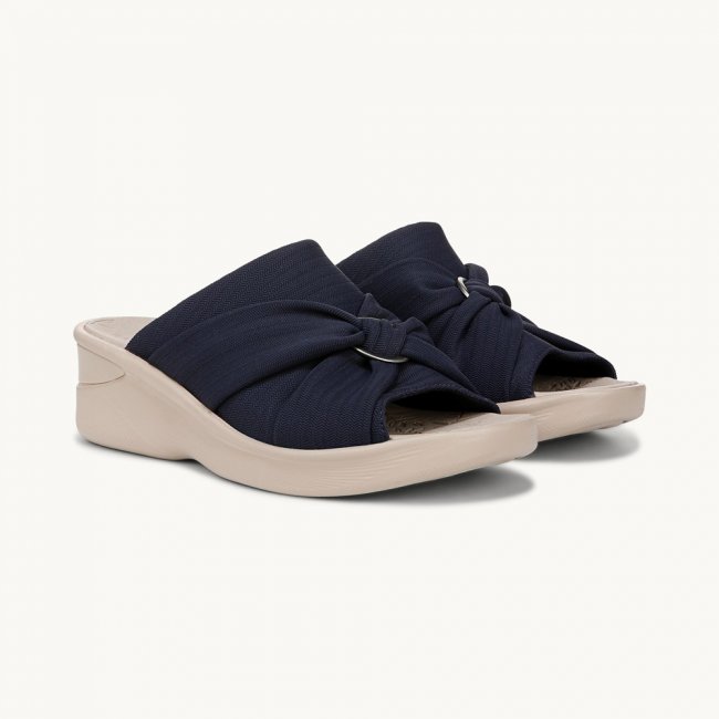 LifeStride Serenade Slide Wedge Sandal - Navy Blazer Fabric