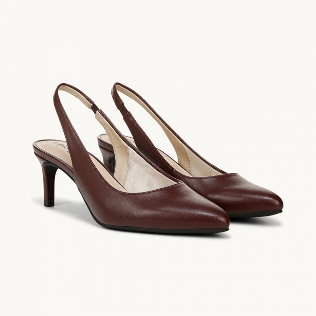 LifeStride Annalise Slingback Pump - California Wine Red Faux Leather