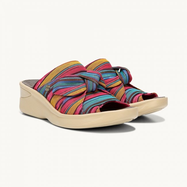LifeStride Smile Wedge Sandal - Raspberry Stripe Fabric