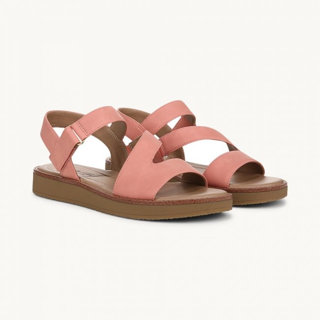 LifeStride Waverly Strappy Sandal - Coral Pink Faux Leather