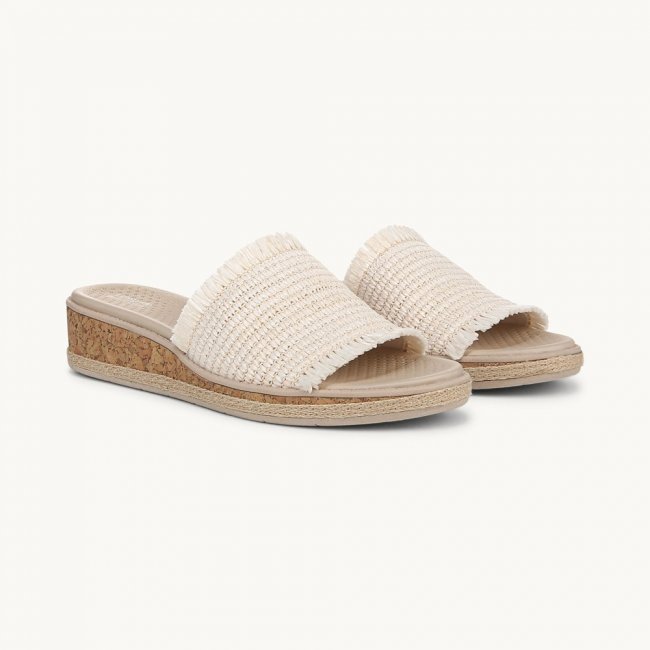 LifeStride Breezy Wedge Sandal - Natural Stretch Raffia Fabric