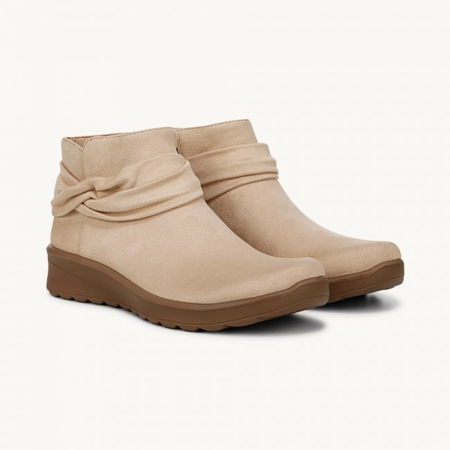 LifeStride Gemma Ankle Bootie - Light Tan Microfiber