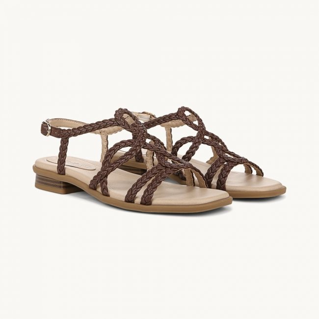 LifeStride Reagan Strappy Sandal - Cocoa Brown Faux Leather