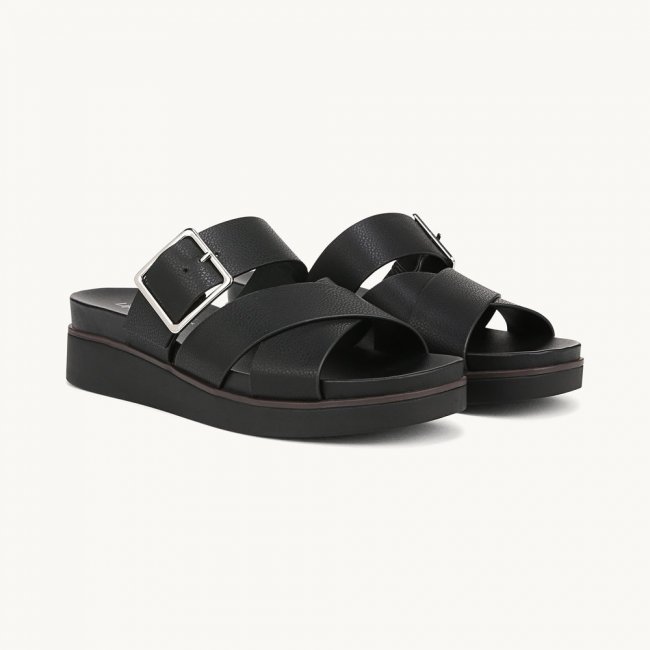 LifeStride Getaway Sandal - Black Faux Leather
