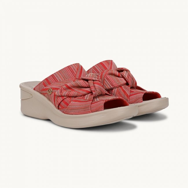 LifeStride Smile Wedge Sandal - Coral Weekend Stripe Fabric