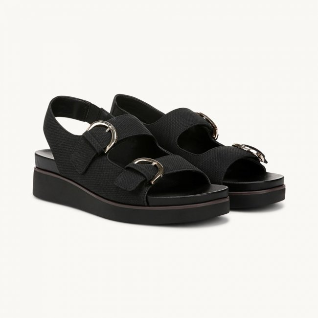 LifeStride Goodie Slingback Sandal - Black Faux Leather