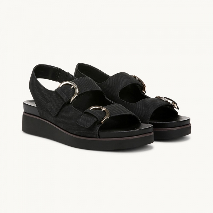 LifeStride Goodie Slingback Sandal - Black Faux Leather