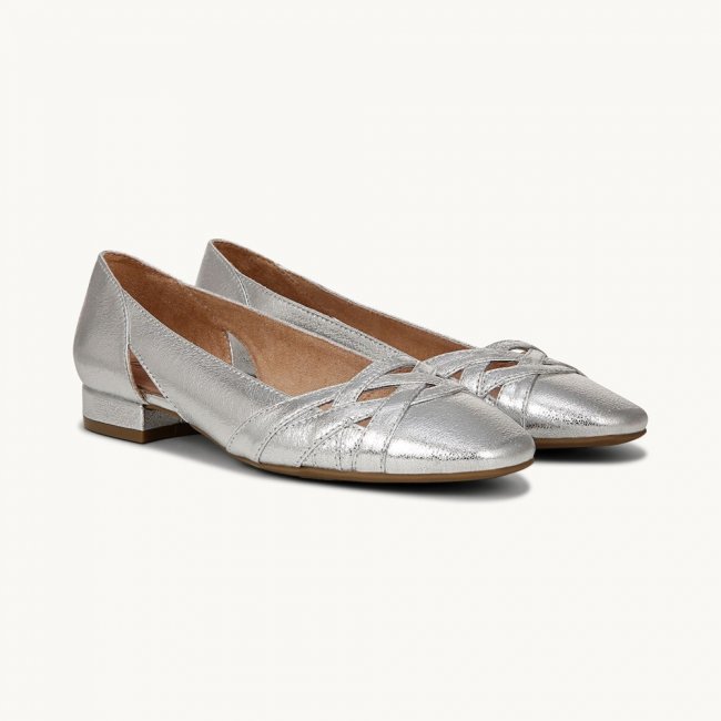 LifeStride Carmen Flat - Metallic Silver Faux Leather