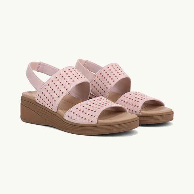 LifeStride Festive Slingback Wedge Sandal - Peach Whip Stretch Fabric