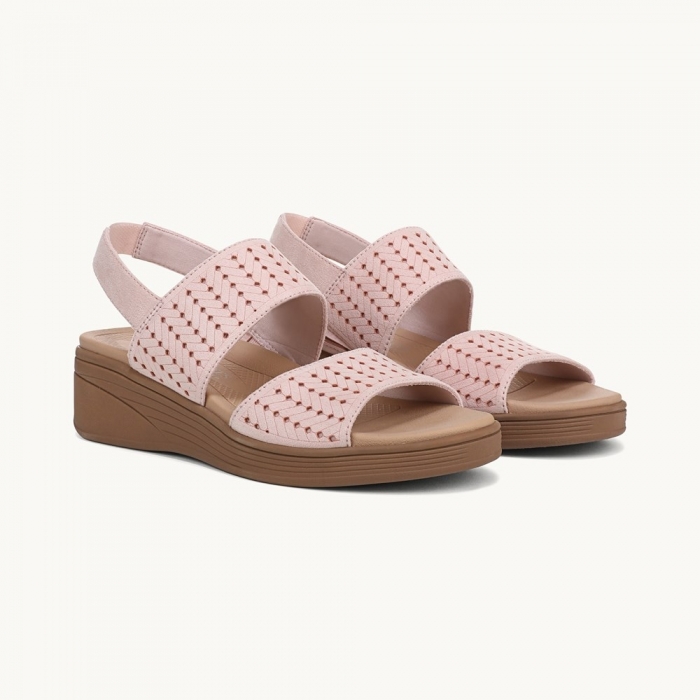 LifeStride Festive Slingback Wedge Sandal - Peach Whip Stretch Fabric