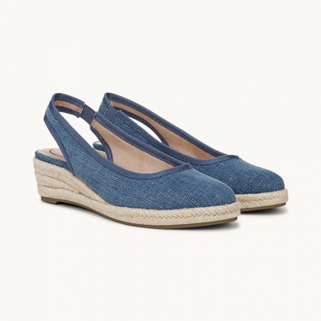 LifeStride Kayden Espadrille Wedge - Blue Denim Fabric